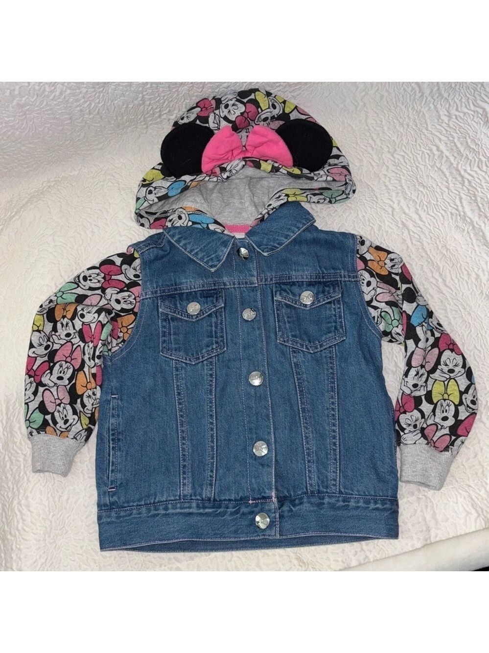 Disney Minnie Mouse Ears Hoodie Denim Jacket